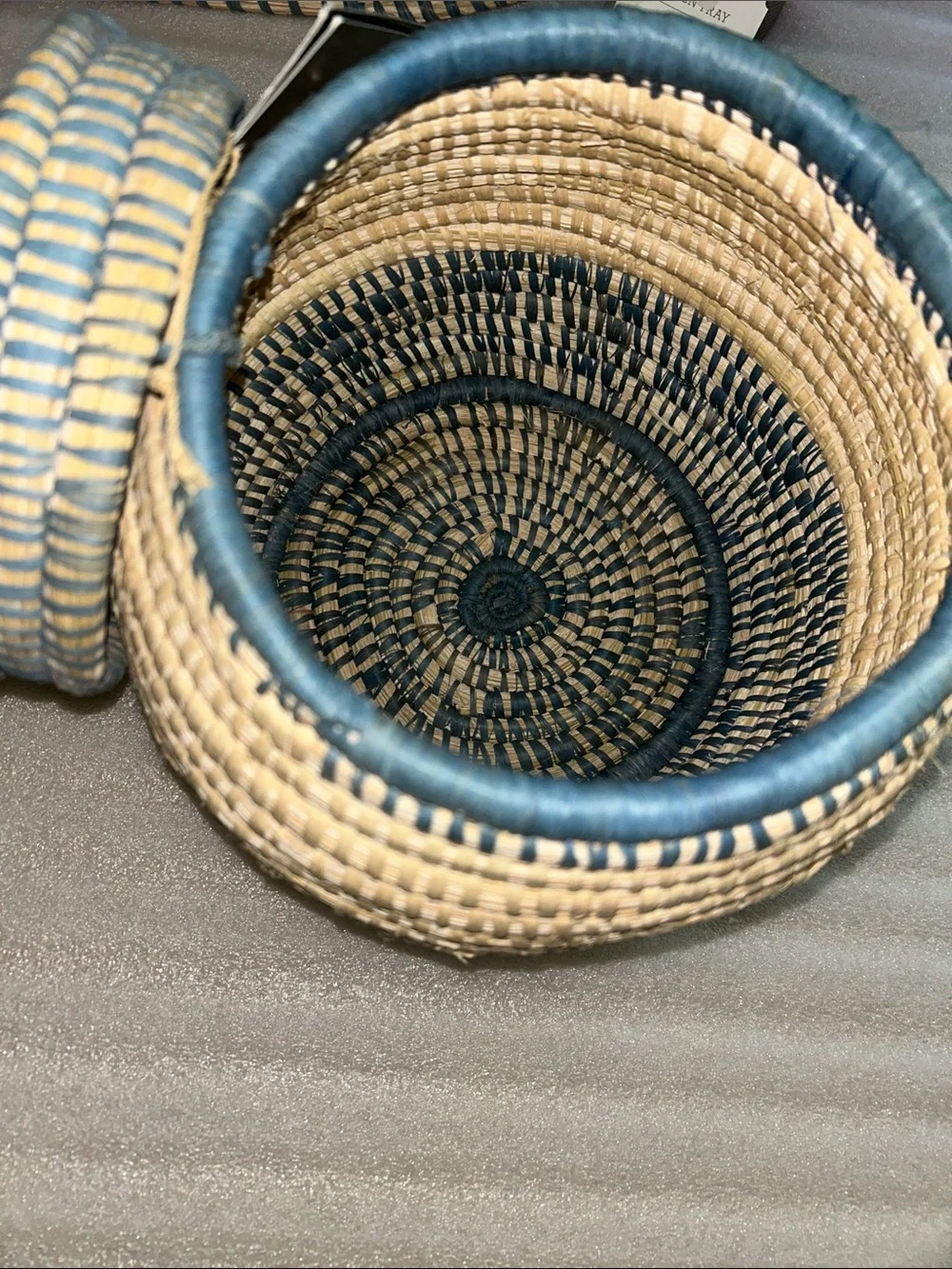 Threshold Bundle of 3 Handcrafted Woven Set. One Tray and Two Baskets with Lids